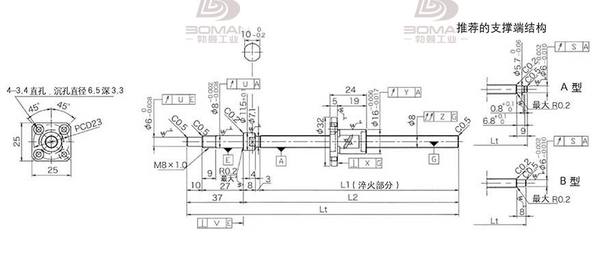 KURODA GP081FDS-AAFR-0250B-C3F 黑田精工丝杆怎么安装图解